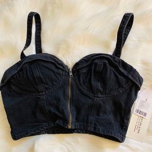 Front zip crop top